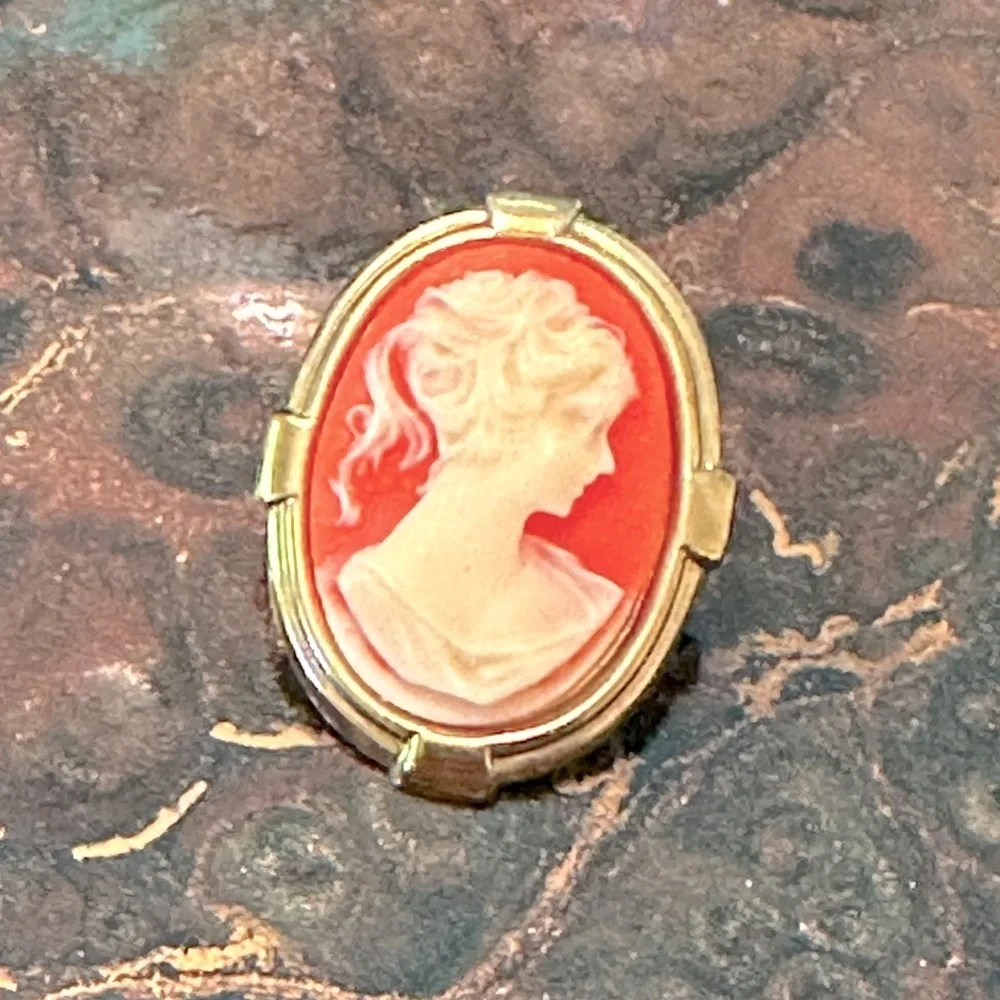 Vintage Mid-Century Modern Lucite Cameo Brooch/Pin Art Deco Design MCM 60's - Picture 9 of 11